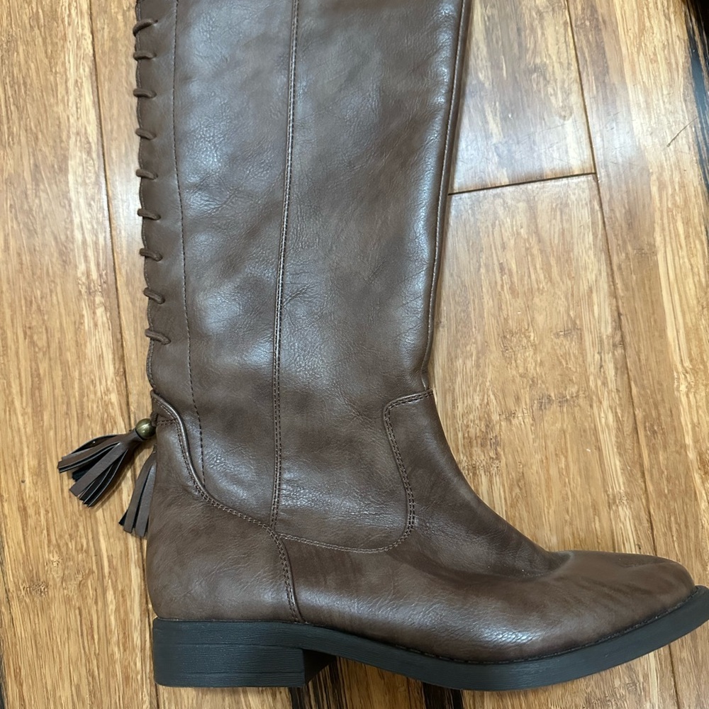 Sugar Brown Leather Kids Boots with Tassel